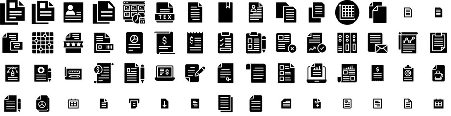 Set Of Sheet Icons Isolated Silhouette Solid Icon With Paper, Design, Clean, Sheet, Background, Bed, White Infographic Simple Vector Illustration Logo