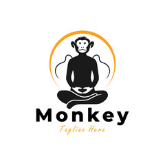 yoga monkey vector illustration logo