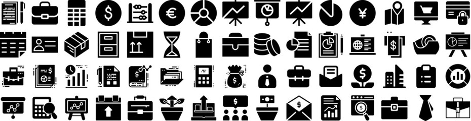 Set Of Business Icons Isolated Silhouette Solid Icon With Business, Corporate, Technology, Teamwork, Success, Office, Communication Infographic Simple Vector Illustration Logo