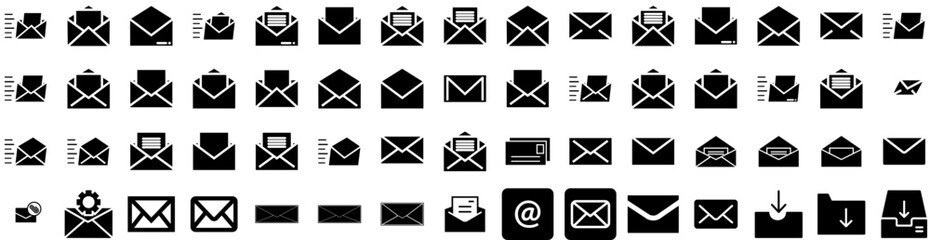 Set Of Email Icons Isolated Silhouette Solid Icon With Internet, Email, Message, Vector, Mail, Business, Web Infographic Simple Vector Illustration Logo