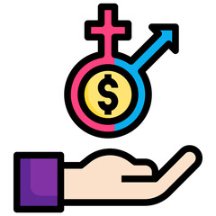 gender pay gap line icon,linear,outline,graphic,illustration