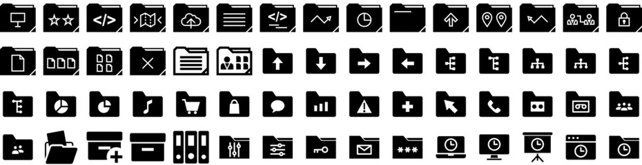 Set Of Archive Icons Isolated Silhouette Solid Icon With Business, File, Document, Data, Office, Archive, Storage Infographic Simple Vector Illustration Logo