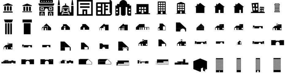 Set Of Architecture Icons Isolated Silhouette Solid Icon With Structure, Architecture, Building, Construction, Design, Modern, Background Infographic Simple Vector Illustration Logo