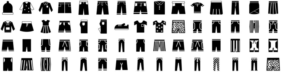Set Of Clothes Icons Isolated Silhouette Solid Icon With Clothes, Cloth, Background, Style, Clothing, Fashion, Fabric Infographic Simple Vector Illustration Logo