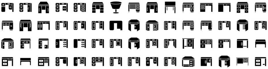 Set Of Furniture Icons Isolated Silhouette Solid Icon With Interior, Home, Table, Furniture, Design, Living, Room Infographic Simple Vector Illustration Logo