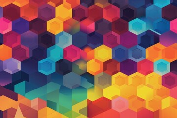 geometric tessellation of repeating hexagons, with a bright color palette, created with generative ai