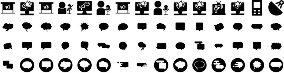 Set Of Communication Icons Isolated Silhouette Solid Icon With Communication, Connection, Business, People, Chat, Concept, Information Infographic Simple Vector Illustration Logo