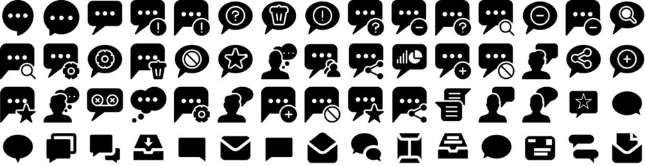 Set Of Message Icons Isolated Silhouette Solid Icon With Web, Illustration, Vector, Communication, Design, Message, Icon Infographic Simple Vector Illustration Logo