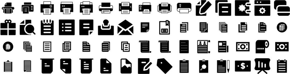 Set Of Paper Icons Isolated Silhouette Solid Icon With Vintage, Texture, Pattern, Blank, Background, Paper, Grunge Infographic Simple Vector Illustration Logo