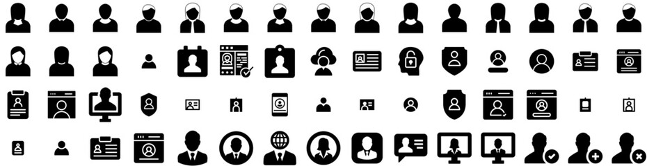 Set Of Profile Icons Isolated Silhouette Solid Icon With People, Face, Vector, Business, Social, Profile, Illustration Infographic Simple Vector Illustration Logo