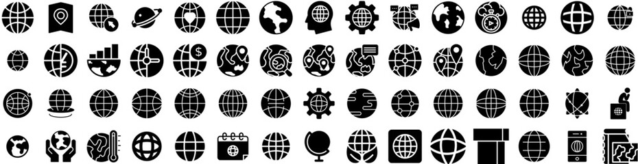 Set Of World Icons Isolated Silhouette Solid Icon With Abstract, Map, Background, World, Vector, Planet, Illustration Infographic Simple Vector Illustration Logo - obrazy, fototapety, plakaty