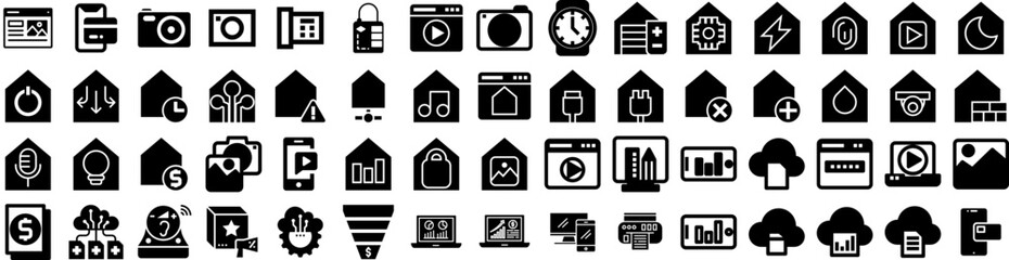 Set Of Digital Icons Isolated Silhouette Solid Icon With Technology, Background, Business, Digital, Concept, Data, Network Infographic Simple Vector Illustration Logo