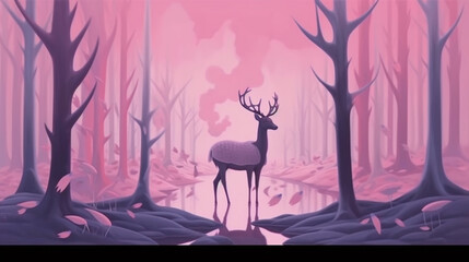 Soothing background depicting magical creatures in a dreamlike setting. Generative IA