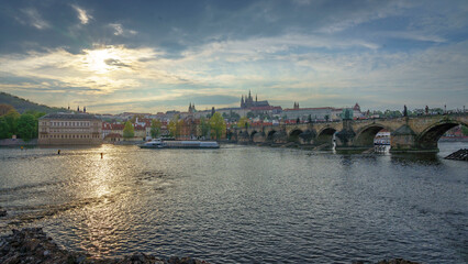 Prag Czechoslovakya city review. - obrazy, fototapety, plakaty