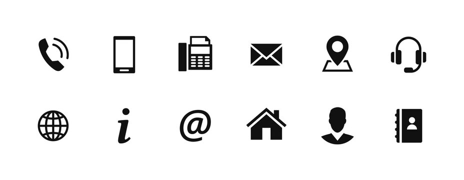 Set of contact icons. PNG design elements.