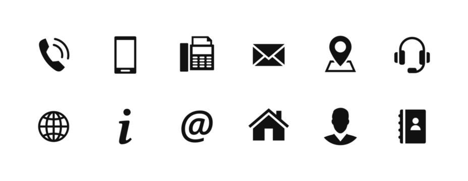 Set of contact icons. PNG design elements.