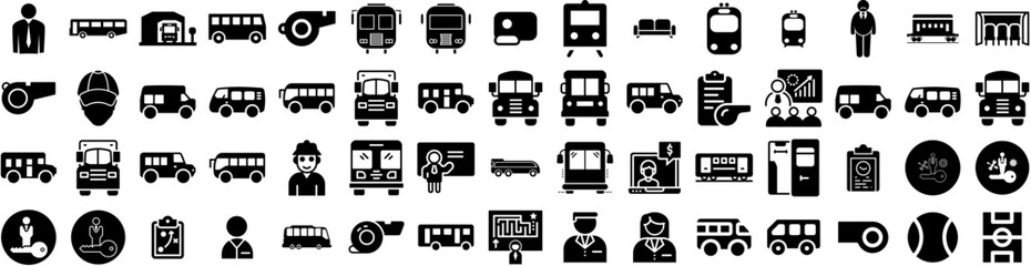 Set Of Coach Icons Isolated Silhouette Solid Icon With Coach, Success, Development, Concept, Management, Business, Motivation Infographic Simple Vector Illustration Logo