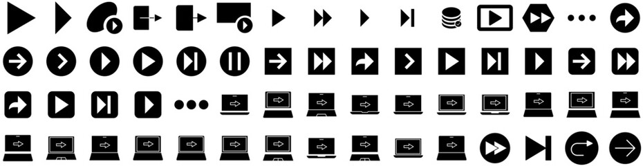 Set Of Continue Icons Isolated Silhouette Solid Icon With Concept, Element, Business, Continue, Vector, Symbol, Illustration Infographic Simple Vector Illustration Logo