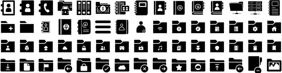 Set Of Directory Icons Isolated Silhouette Solid Icon With Business, Office, Information, Online, Directory, Internet, Data Infographic Simple Vector Illustration Logo