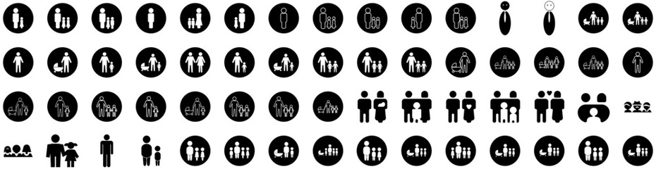 Set Of Father Icons Isolated Silhouette Solid Icon With Dad, Love, Holiday, Daddy, Family, Happy, Father Infographic Simple Vector Illustration Logo