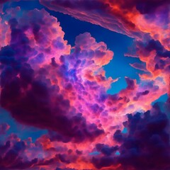 Colorful fantasy clouds in the sky - Fantasy magical sky background with colorful cloudy sky, fluffy color cloud. Aesthetic concept - Generative Ai