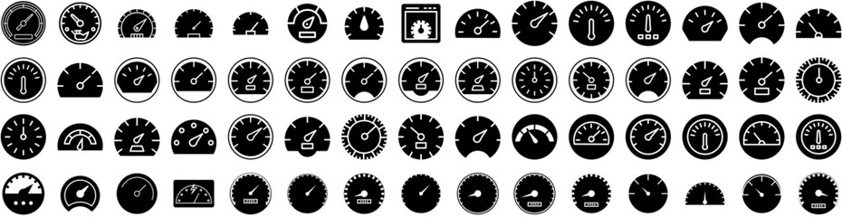 Set Of Gauge Icons Isolated Silhouette Solid Icon With Gauge, Vector, Measure, Indicator, Meter, Level, Icon Infographic Simple Vector Illustration Logo
