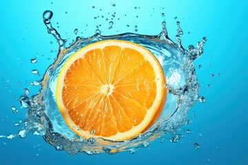 Obraz na płótnie Canvas orange slice splashing in a water splash, Generative AI