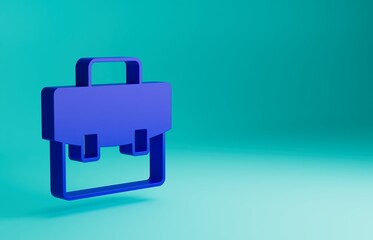 Fototapeta premium Blue Briefcase icon isolated on blue background. Business case sign. Business portfolio. Minimalism concept. 3D render illustration