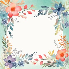 Wreath, floral frame, watercolor flowers roses, Illustration hand painted. Isolated on white background. Perfectly for greeting card design. Generative Ai.