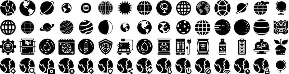 Set Of Planet Icons Isolated Silhouette Solid Icon With Astronomy, Science, Star, Earth, Space, Planet, Galaxy Infographic Simple Vector Illustration Logo © Anthony
