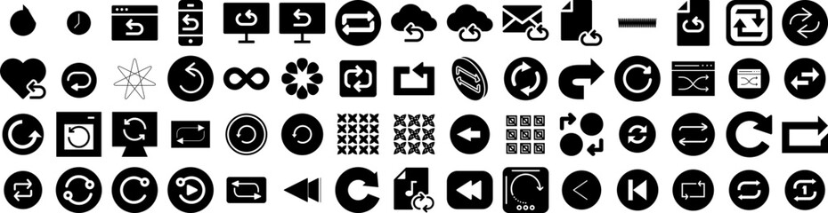 Set Of Repeat Icons Isolated Silhouette Solid Icon With Seamless, Graphic, Repeat, Abstract, Vector, Background, Design Infographic Simple Vector Illustration Logo