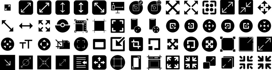 Set Of Resize Icons Isolated Silhouette Solid Icon With Icon, Vector, Expand, Enlarge, Symbol, Resize, Arrow Infographic Simple Vector Illustration Logo