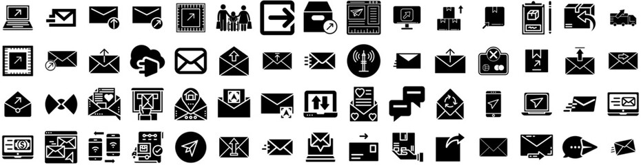 Set Of Sending Icons Isolated Silhouette Solid Icon With Icon, Internet, Vector, Illustration, Send, Symbol, Message Infographic Simple Vector Illustration Logo