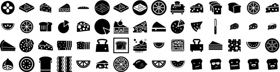 Set Of Slice Icons Isolated Silhouette Solid Icon With Slice, Isolated, White, Background, Ripe, Fresh, Food Infographic Simple Vector Illustration Logo