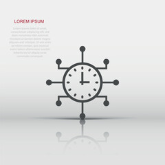 Real time icon in flat style. Clock vector illustration on white isolated background. Watch business concept.