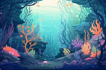 Obraz na płótnie Canvas Under the sea background ilustration. Generative AI