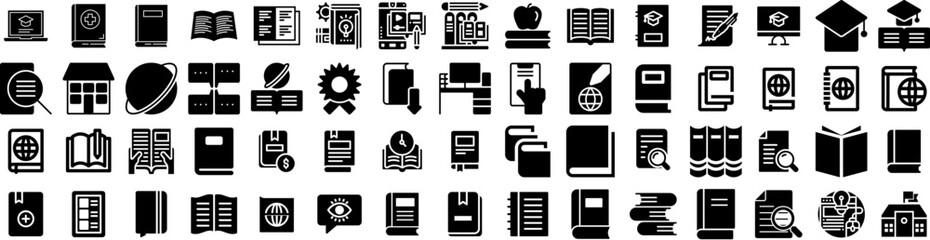 Set Of Study Icons Isolated Silhouette Solid Icon With Study, Learning, School, Education, Student, University, College Infographic Simple Vector Illustration Logo