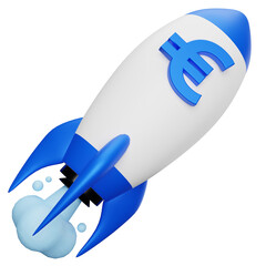 rocket with euro sign 3d icon