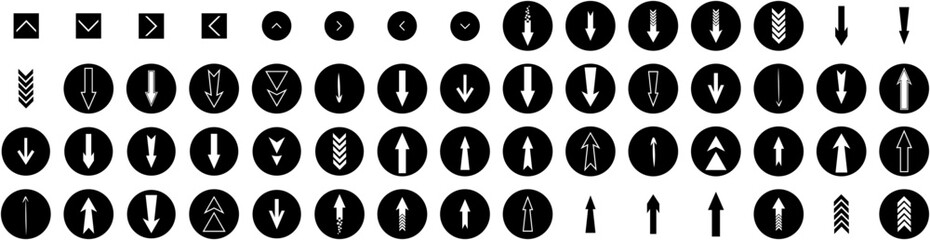 Set Of Arrows Icons Isolated Silhouette Solid Icon With Design, Set, Symbol, Vector, Sign, Collection, Arrow Infographic Simple Vector Illustration Logo