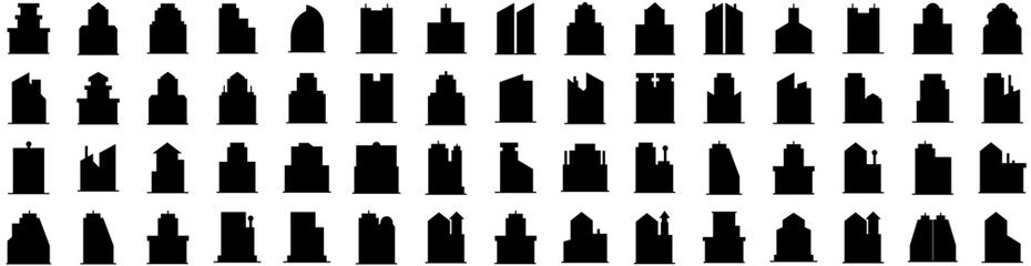 Set Of Construction Icons Isolated Silhouette Solid Icon With Building, Engineer, Business, Industry, Construction, Worker, Project Infographic Simple Vector Illustration Logo