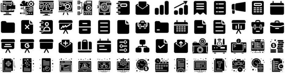 Set Of Management Icons Isolated Silhouette Solid Icon With Manager, Computer, Business, Management, Businessman, Teamwork, Office Infographic Simple Vector Illustration Logo