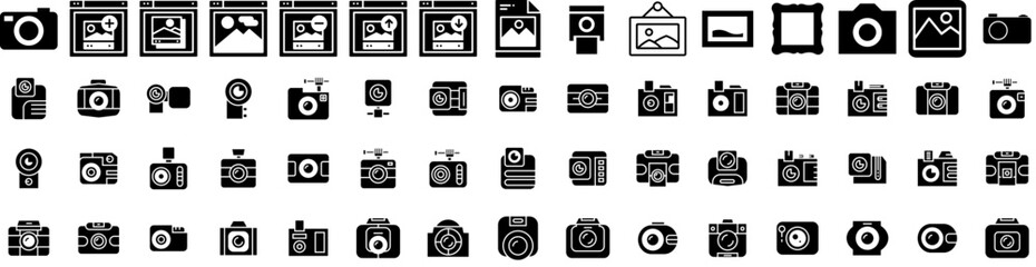 Set Of Photo Icons Isolated Silhouette Solid Icon With Background, Blank, Design, Picture, Frame, Photo, Paper Infographic Simple Vector Illustration Logo