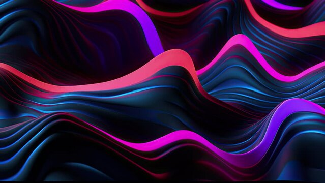 Neon wave motion digital video, Liquid art movement with vivid colors, creative wavy fluid texture, layered paper material, business background for marketing purposes