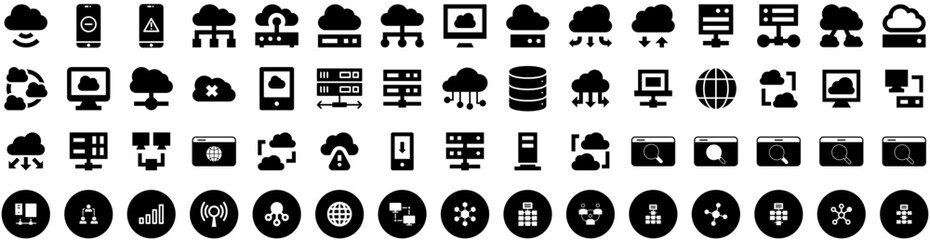 Set Of Network Icons Isolated Silhouette Solid Icon With Internet, Business, Networking, Network, Technology, Communication, Connection Infographic Simple Vector Illustration Logo