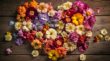 Obraz na płótnie Canvas heartshaped bouquet of flowers