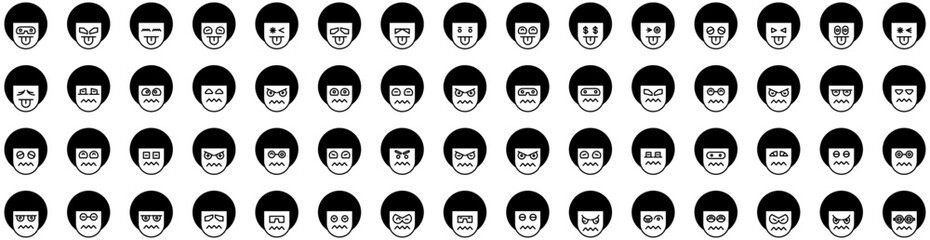 Set Of Emoticon Icons Isolated Silhouette Solid Icon With Face, Symbol, Sign, Set, Icon, Vector, Emoticon Infographic Simple Vector Illustration Logo