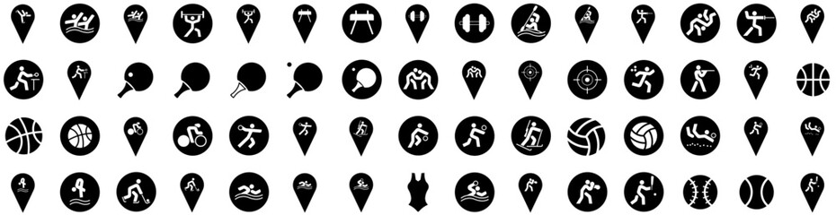 Set Of Sport Icons Isolated Silhouette Solid Icon With Background, Game, Football, Sport, Design, Vector, Competition Infographic Simple Vector Illustration Logo