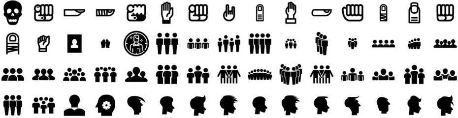 Set Of Human Icons Isolated Silhouette Solid Icon With Concept, Business, Businessman, Human, Team, Work, People Infographic Simple Vector Illustration Logo