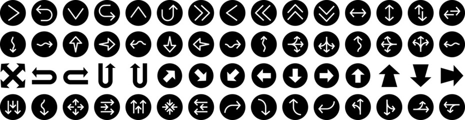 Set Of Direction Icons Isolated Silhouette Solid Icon With Arrow, Sign, Direction, Vector, Symbol, Background, Illustration Infographic Simple Vector Illustration Logo