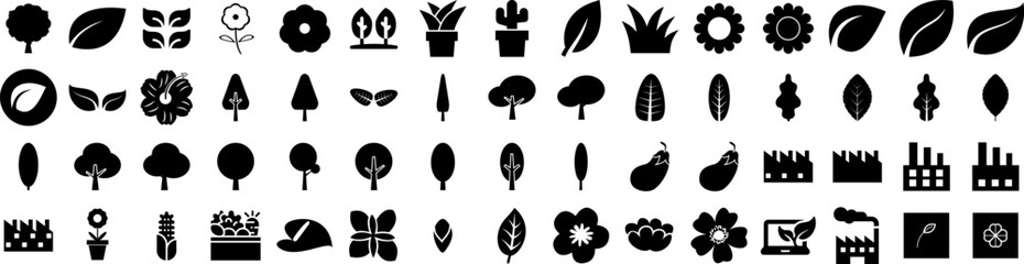 Set Of Plant Icons Isolated Silhouette Solid Icon With Leaf, Foliage, Garden, Green, Plant, Decoration, Tropical Infographic Simple Vector Illustration Logo - obrazy, fototapety, plakaty